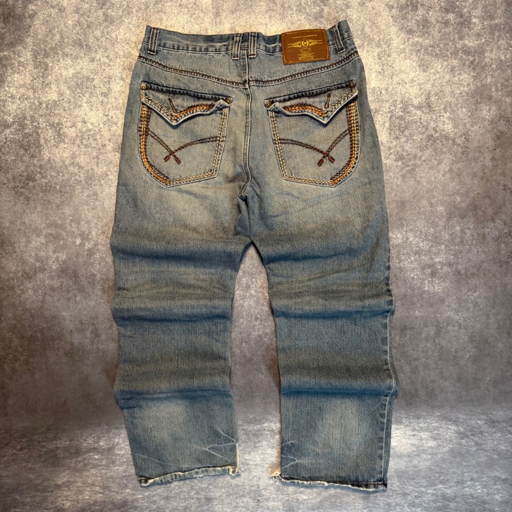 Y2K Phat Farm Phat Classics Mens Distressed Baggy Jeans Blue 36x32 Hip Hop Denim